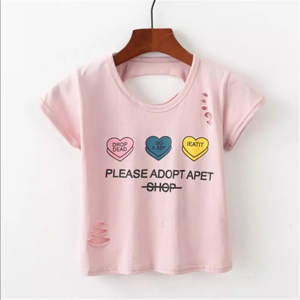 Drop Dead Adopt A Pet Engrish Shredded Crop